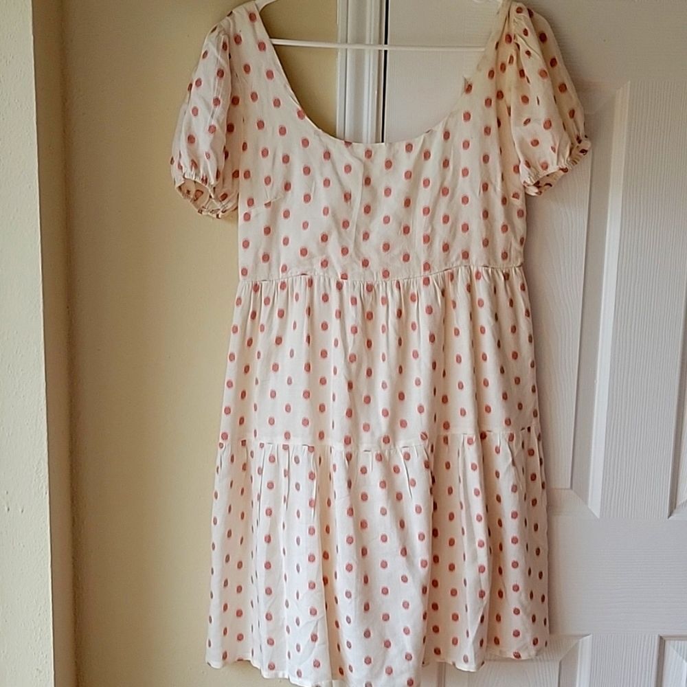 Jessica Simpson Mini Dress Size M Casual Mini Cream and Pink Open Back Tie Bow - Picture 2 of 8